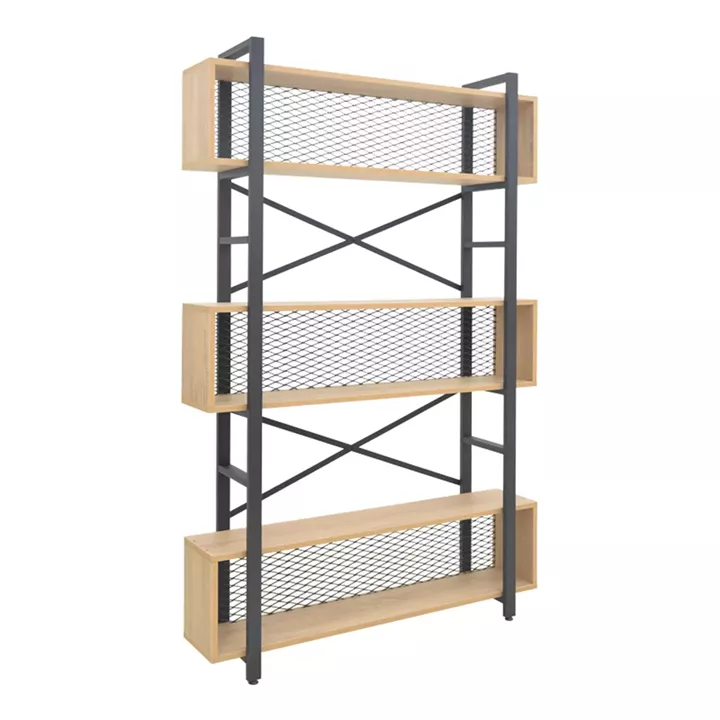 Fifer pakoworld bookcase in oak-black shade 120x28x185cm