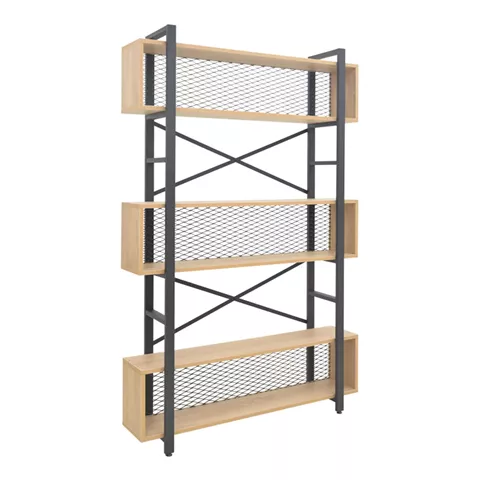 Fifer pakoworld bookcase in oak-black shade 120x28x185cm