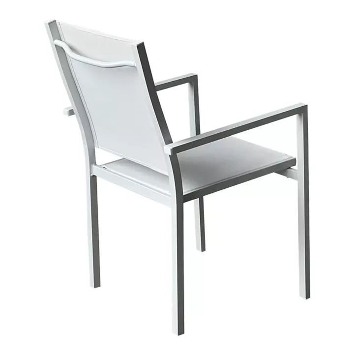 Zacreta pakoworld aluminum-textilene armchair in white color 61x56.5x87.5cm