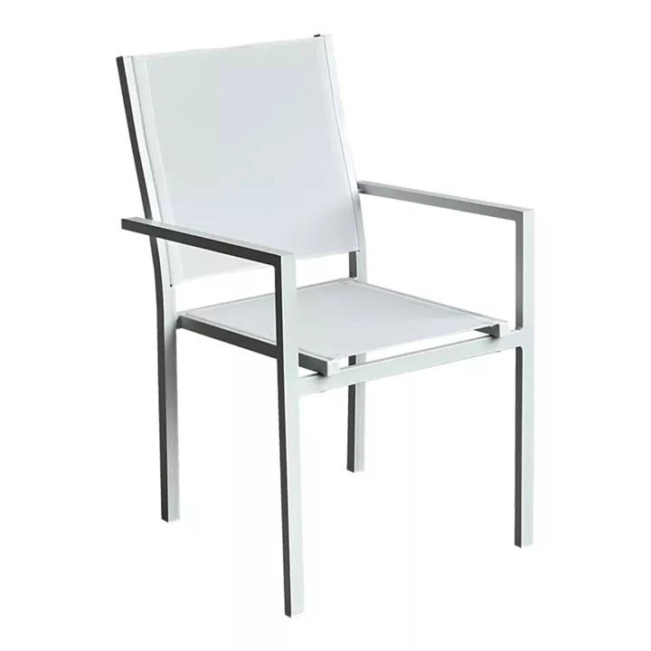 Zacreta pakoworld aluminum-textilene armchair in white color 61x56.5x87.5cm